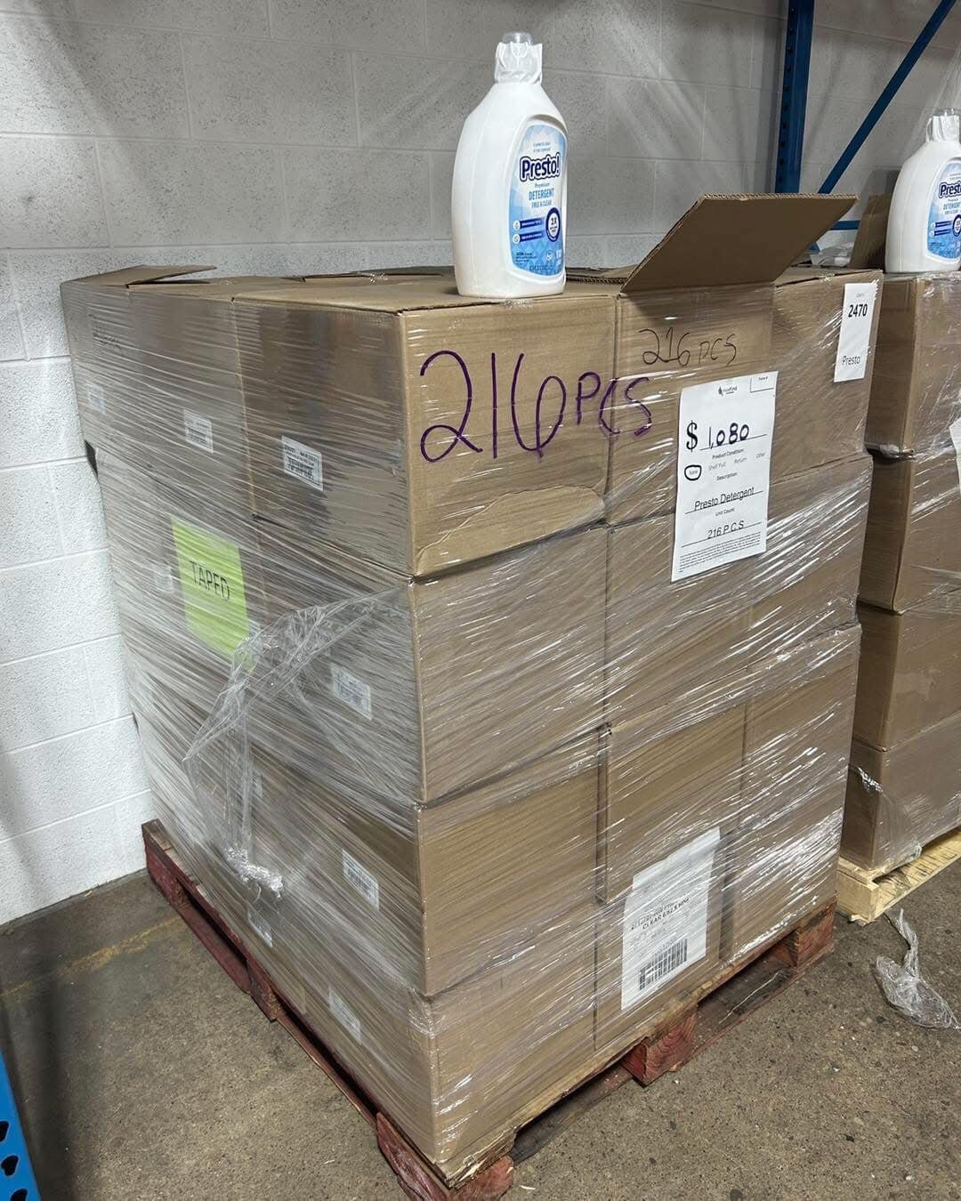 Laundry Detergent Pallets: 216 Units