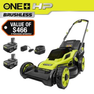 RYOBI ONE+ HP 18V Brushless 16 inch cordless lawn mower kit with batteries
