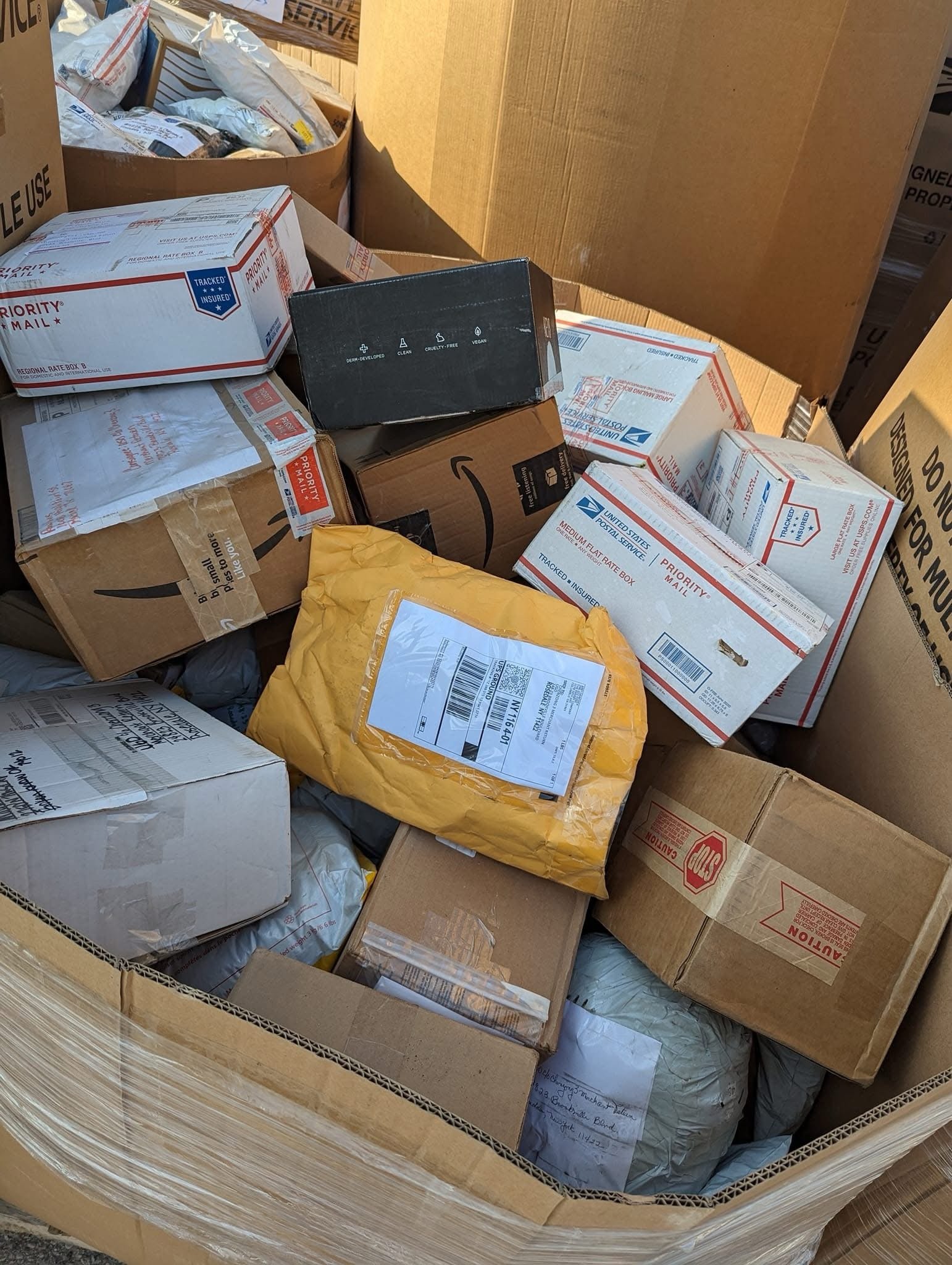8Ft Tall USPS Unclaimed Mail Pallet: Mixed Undeliverable Parcels
