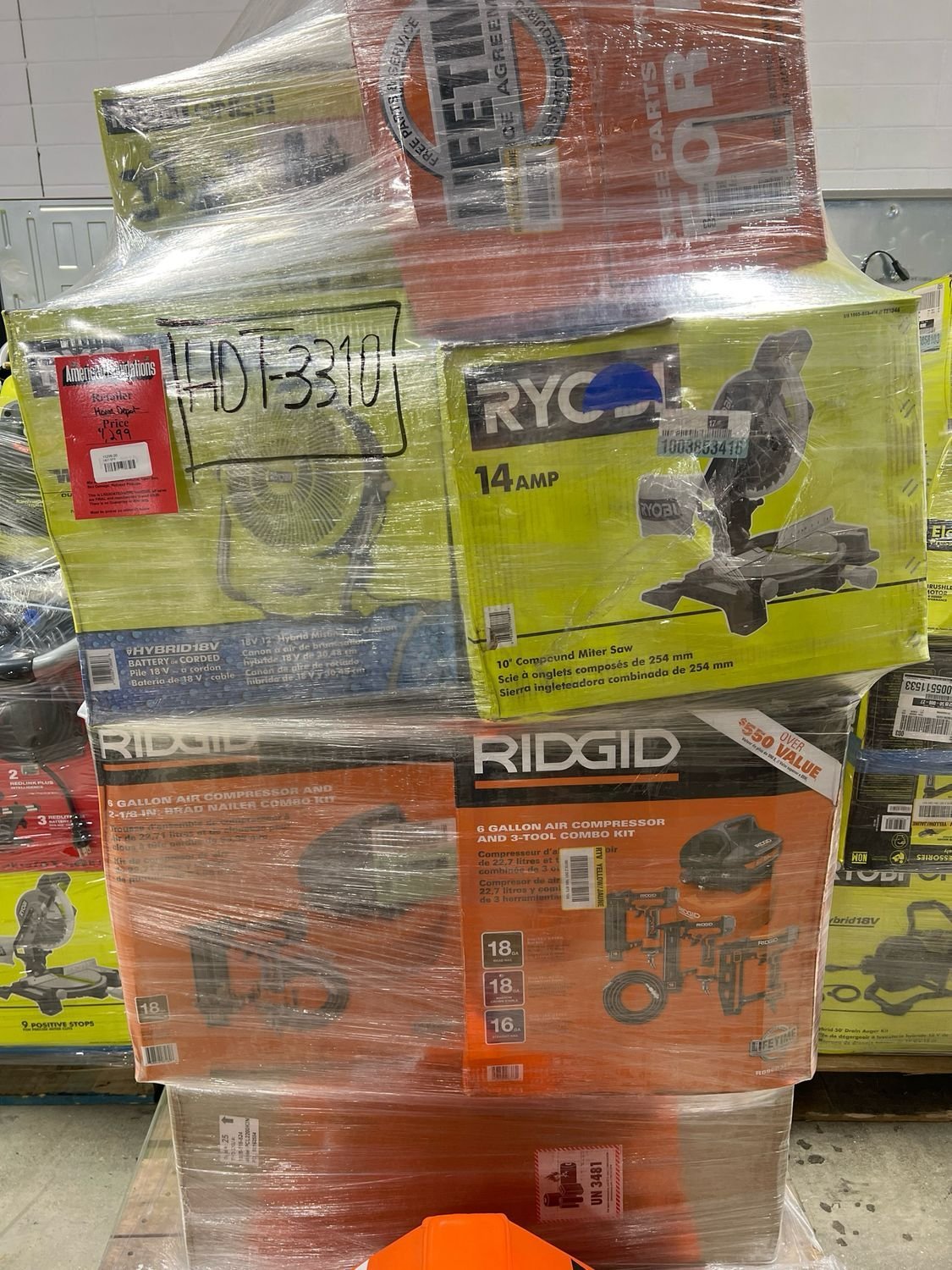 Home Depot Power Tool Pallet HDT-3310: DeWalt, Milwaukee & Ryobi Returns